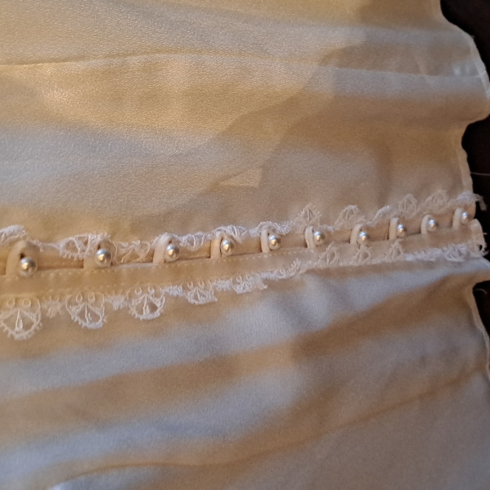 Gunne Sax By Jessica McClintock Vintage Cream Silky Pearl Button Lace Blouse - Picture 4 of 6